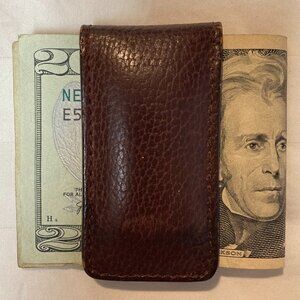 COACH Brown Pebble Leather Magnetic Money Clip Vintage 90s Rare Men's